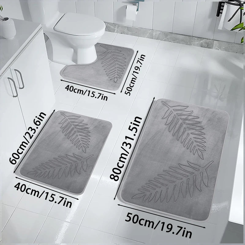 3pcs/set Bathroom Floor Mat Bedroom Living Room Memory cotton Rug Soft Washable Carpet Anti Slip Entrance Doormat