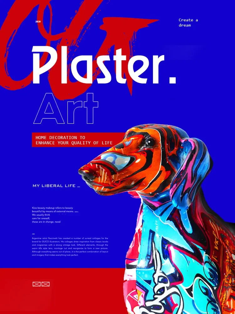 Creative Home Modern Painted Colorful Dachshund Dog Decor Perfect for all rooms
