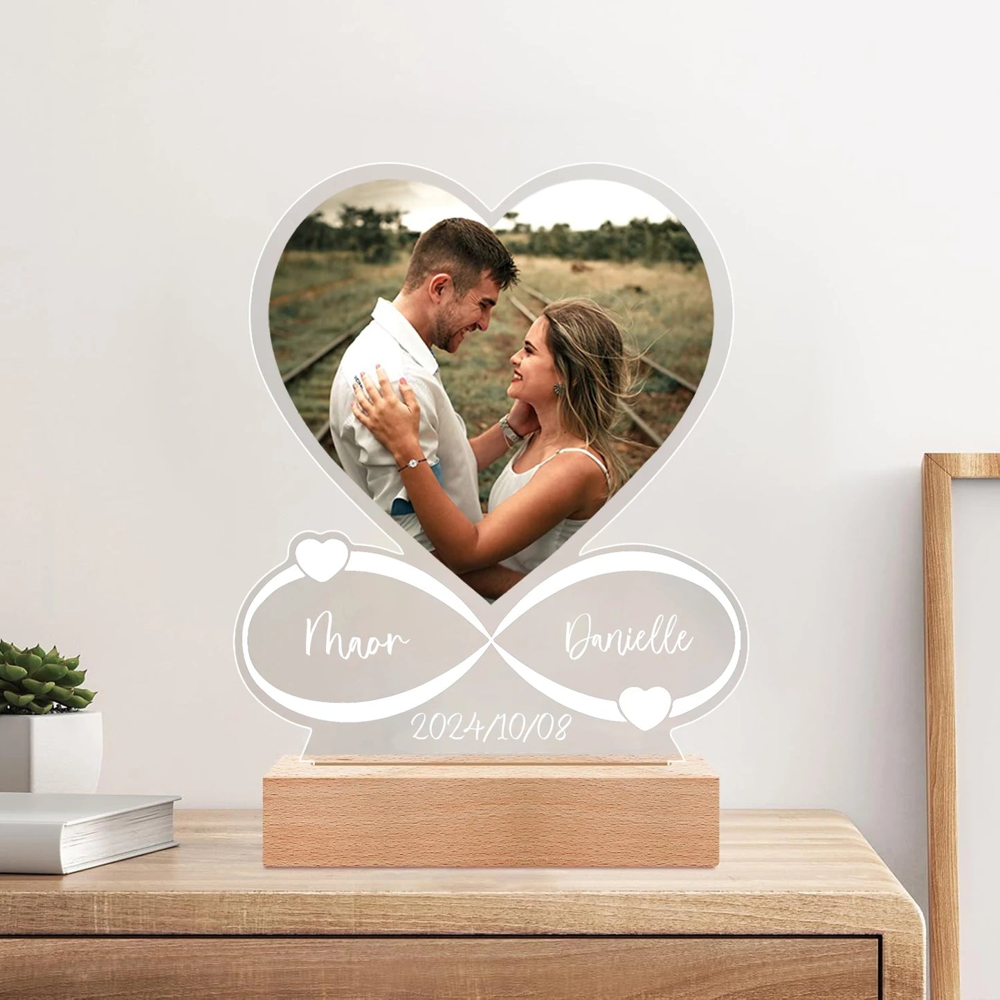 Women Men Couples Gifts Custom Photo Love Frame Personalized Acrylic Plaque Giftware for Him Her