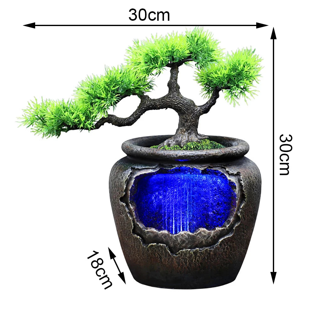 Relaxation Waterfall Fountain with LED Light for Wealth Ornaments Free Shipping