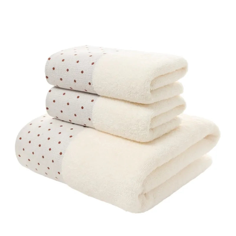 Set of 3 Cotton Bathroom Towels 2pcs Hand Face 35x75cm and 1pcs Big Bath Towels 70X140cm Washcloths