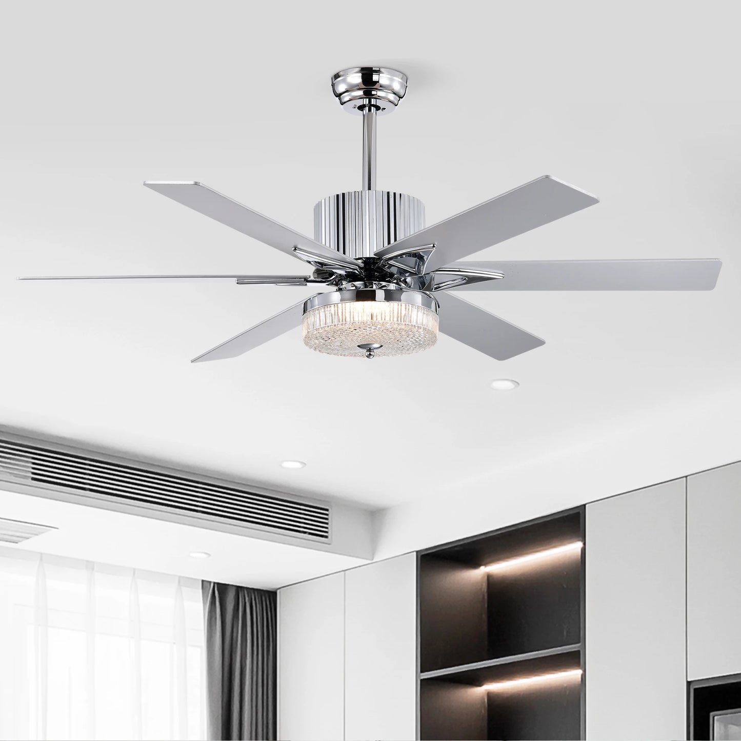 52'' Modern Ceiling Fans with Remote Wood Ceiling Fan with Lights, LED Ceiling Fan Light with 6 Blade,3 Speed AC Motor Indoor