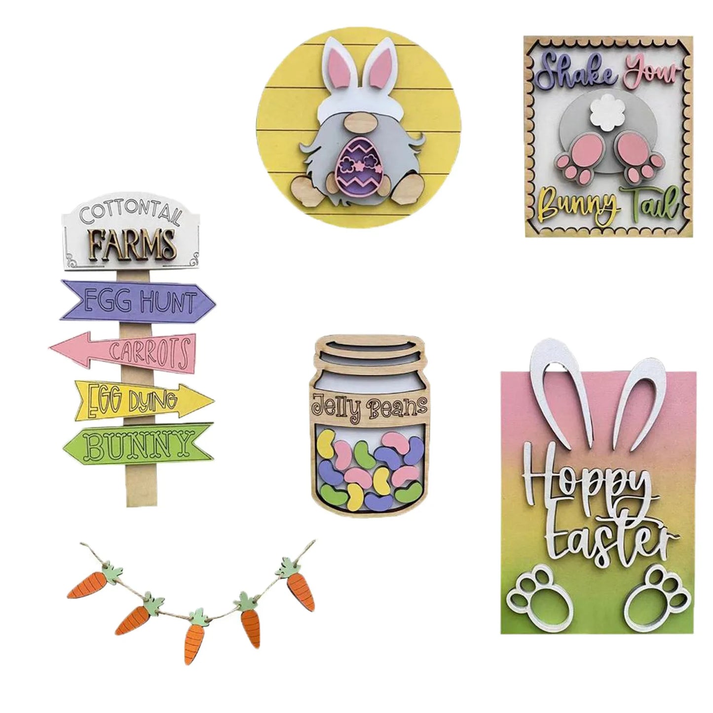 Easter Carrots Tiered Tray Decor Tiered Tray Ornament Decorative Home Cartoon Animal And Plant Letter Tray
