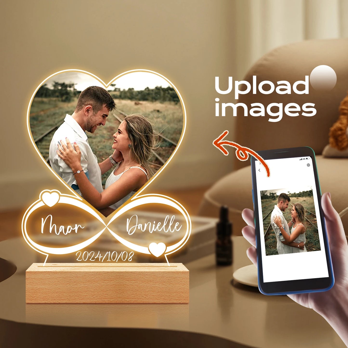 Women Men Couples Gifts Custom Photo Love Frame Personalized Acrylic Plaque Giftware for Him Her