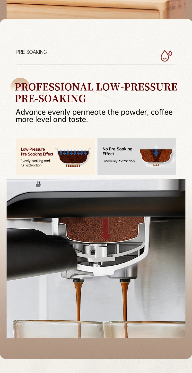 Espresso Machine Cappuccino Maker with Milk Frothing Steam Wand, Semi-Automatic