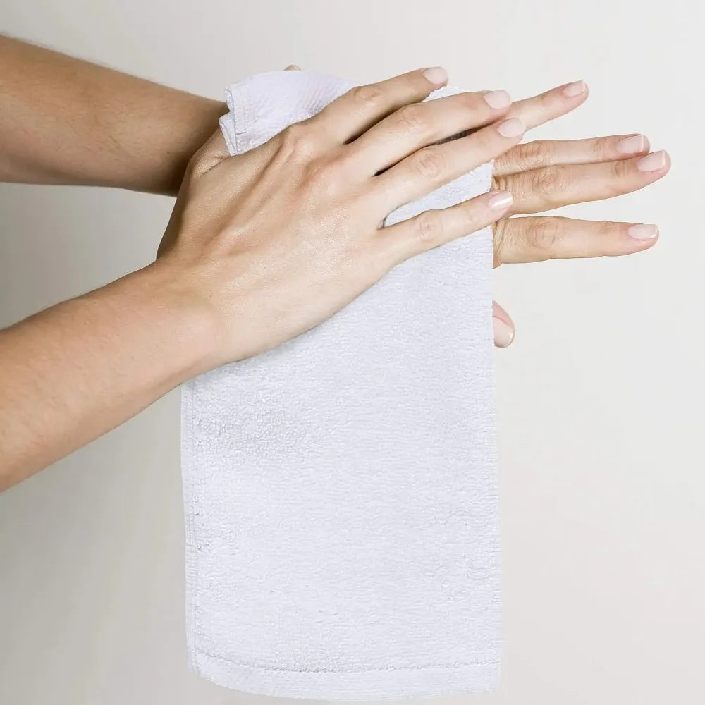 Cotton Set - 100% Ring Spun Cotton, Premium Quality Face Cloths, Highly Absorbent(24 Pack, White)