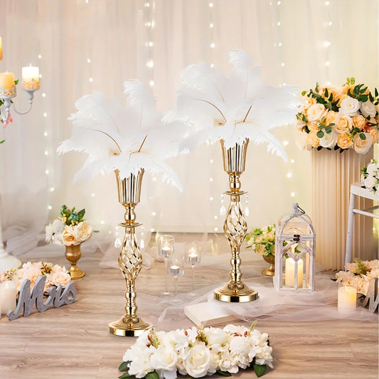 Gold Vase with Chandelier Crystal, 23.2-Inch-Tall Table Decorations for All Occasions