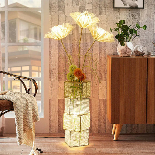 Modern Decorative Floor Lamp LED Rattan Standing Lights with Creative Design Light Tree Lantern