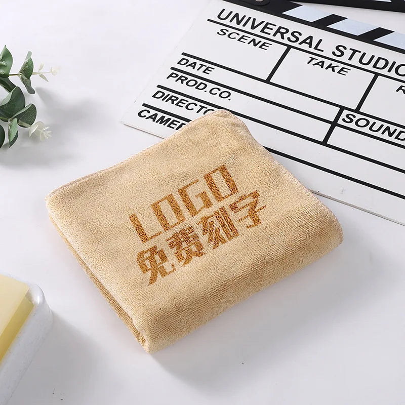 10PCS 35x75cm Custom LOGO Towels Free Laser Embossing Lettering Microfiber Beauty Salon Private Customization