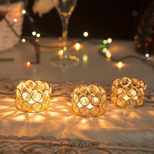 24PCS Crystal Gold Votives Candle Holder Elegant Decor Tealight For all Occasions