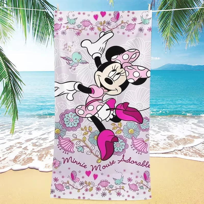 Beach Towel Cute Minnie Pink Summer 3D Printing Children and Adults Microfiber Material Soft Comfortable