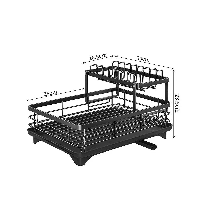 Dish Drying Rack Adjustable Kitchen Plates with Drainboard Over Sink Countertop Cutlery Storage Holder