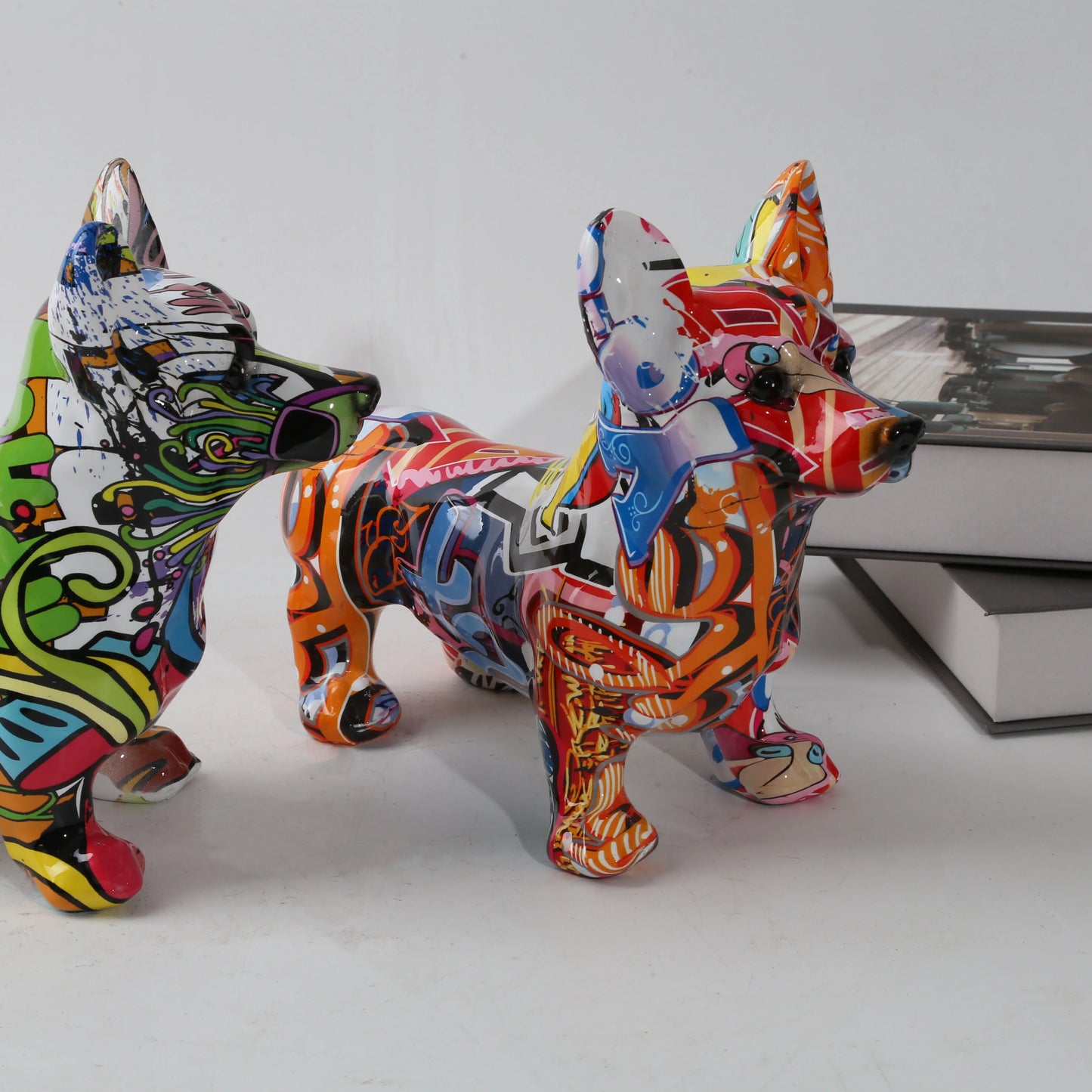 Nordic Art Graffiti Dog Painting Creative Resin Crafts Home Decor for All Rooms