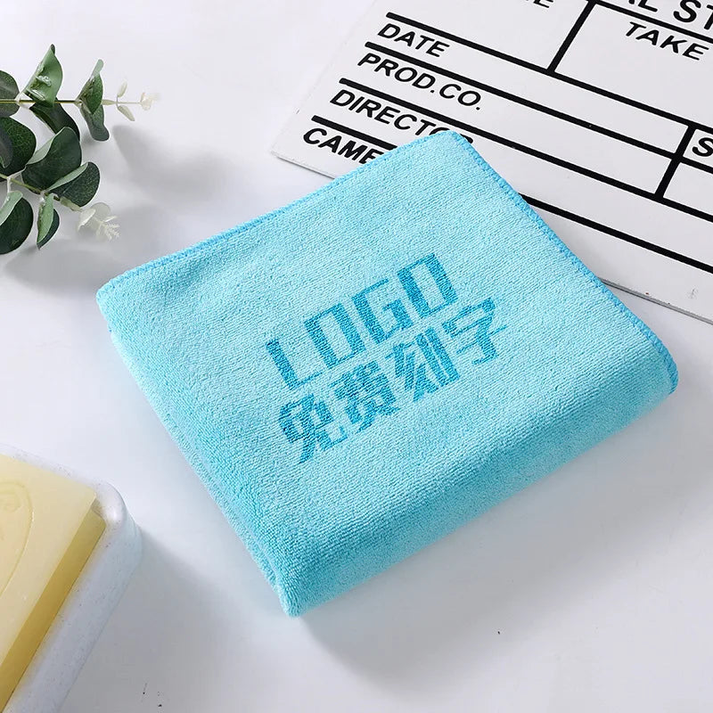 10PCS 35x75cm Custom LOGO Towels Free Laser Embossing Lettering Microfiber Beauty Salon Private Customization