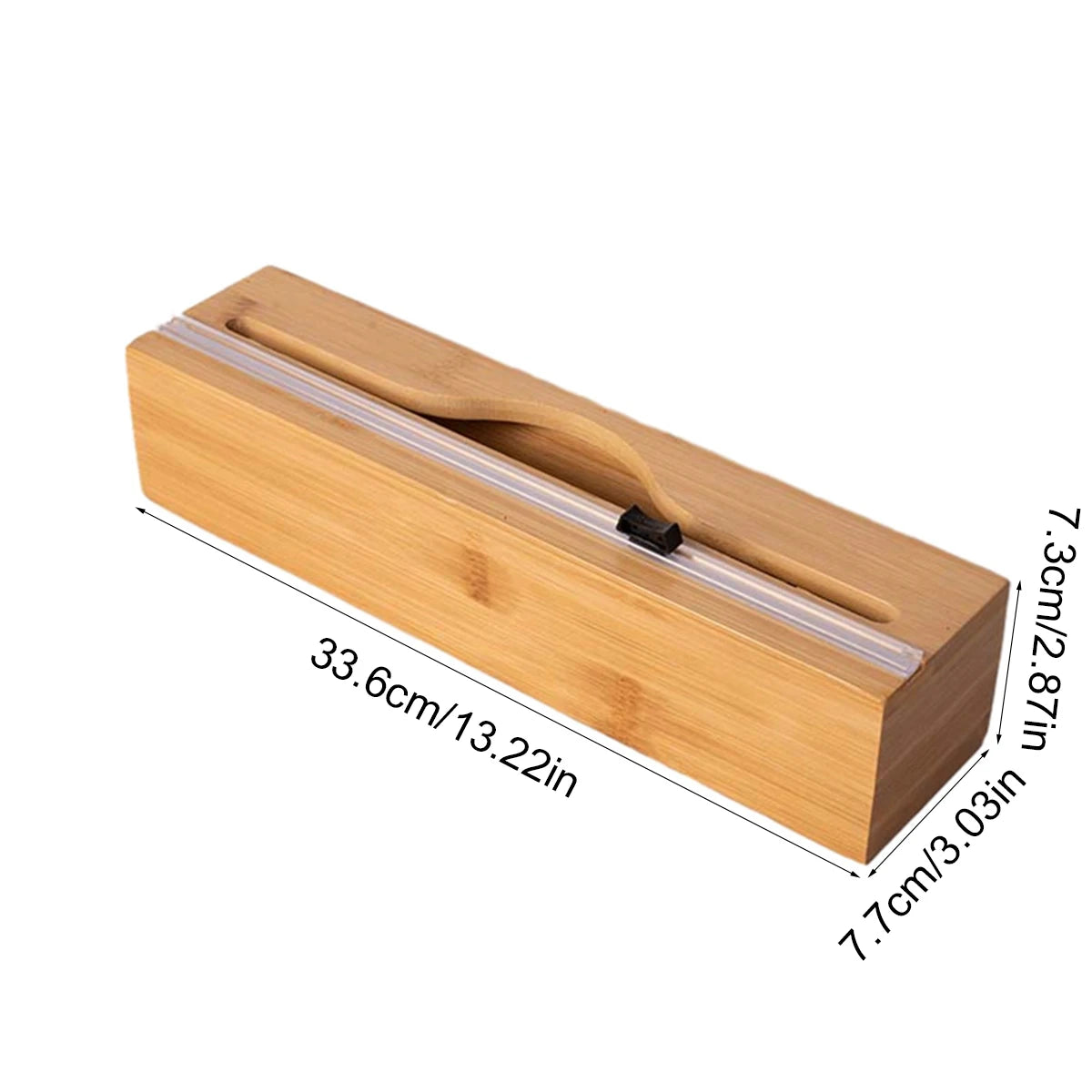 Wrap Dispenser with Foil & Cling Film Cutter Box, Bamboo Fresh Bag Cutting Holder