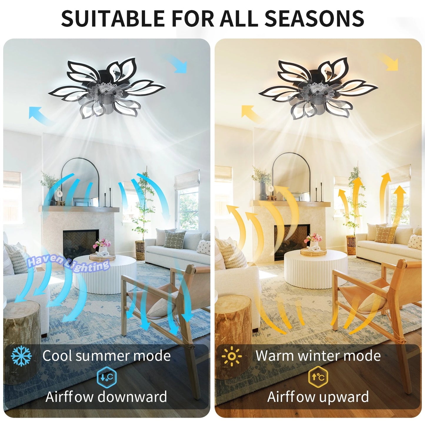 Floral Ceiling Fan Light with Remote Control, 6-Speed Settings & Smart Timer – Elegant Cooling Décor for Living Room & Bedroom