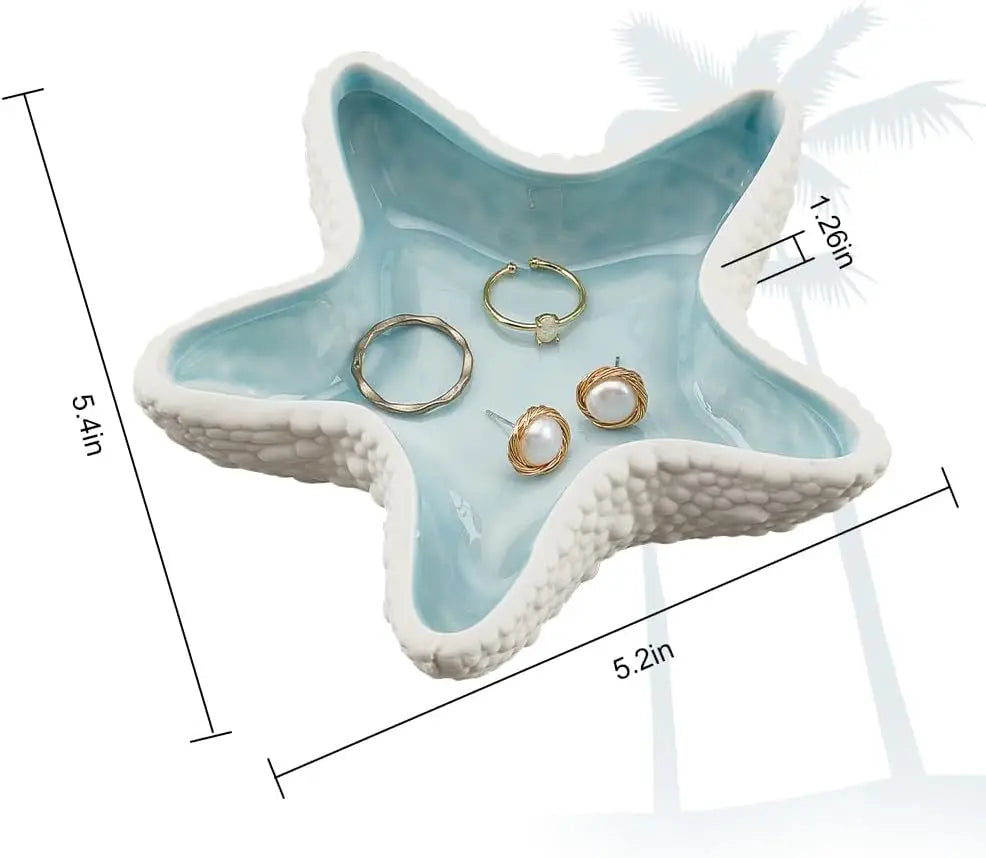 Jewelry Dish Tray Ceramic Dish Ring Holder Trinket Candy Bowl for Home Decor