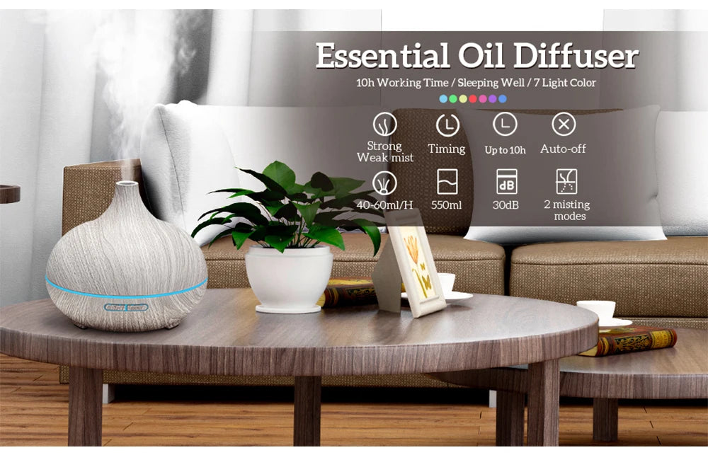 Humidifier Essential Oil Diffuser With Lights Remote Control