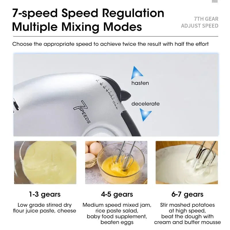 Handheld Electric Beater Automatic Mixer 7-speed Cream Blender