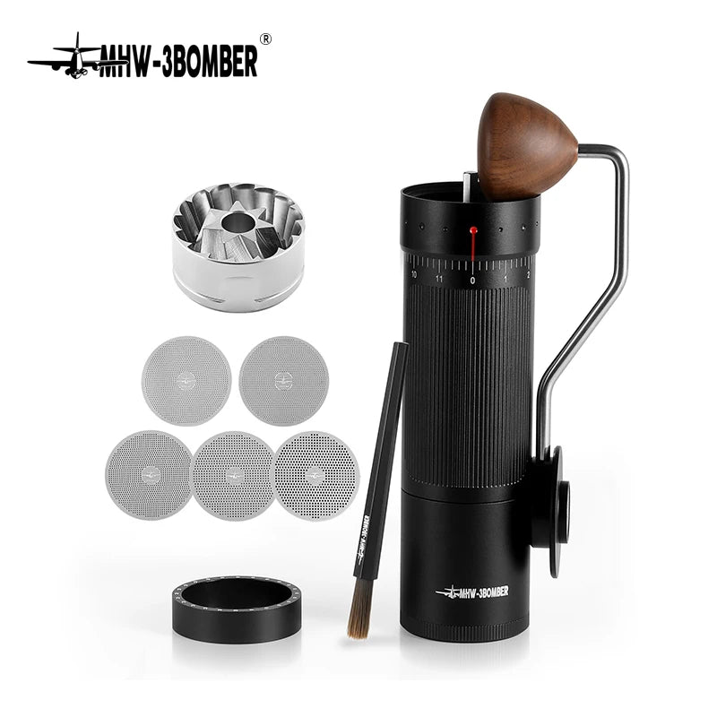 Manual Coffee Grinder for Espresso Pour Over Coffee Stainless Steel Conical Burr Adjustable Setting Barista Tools