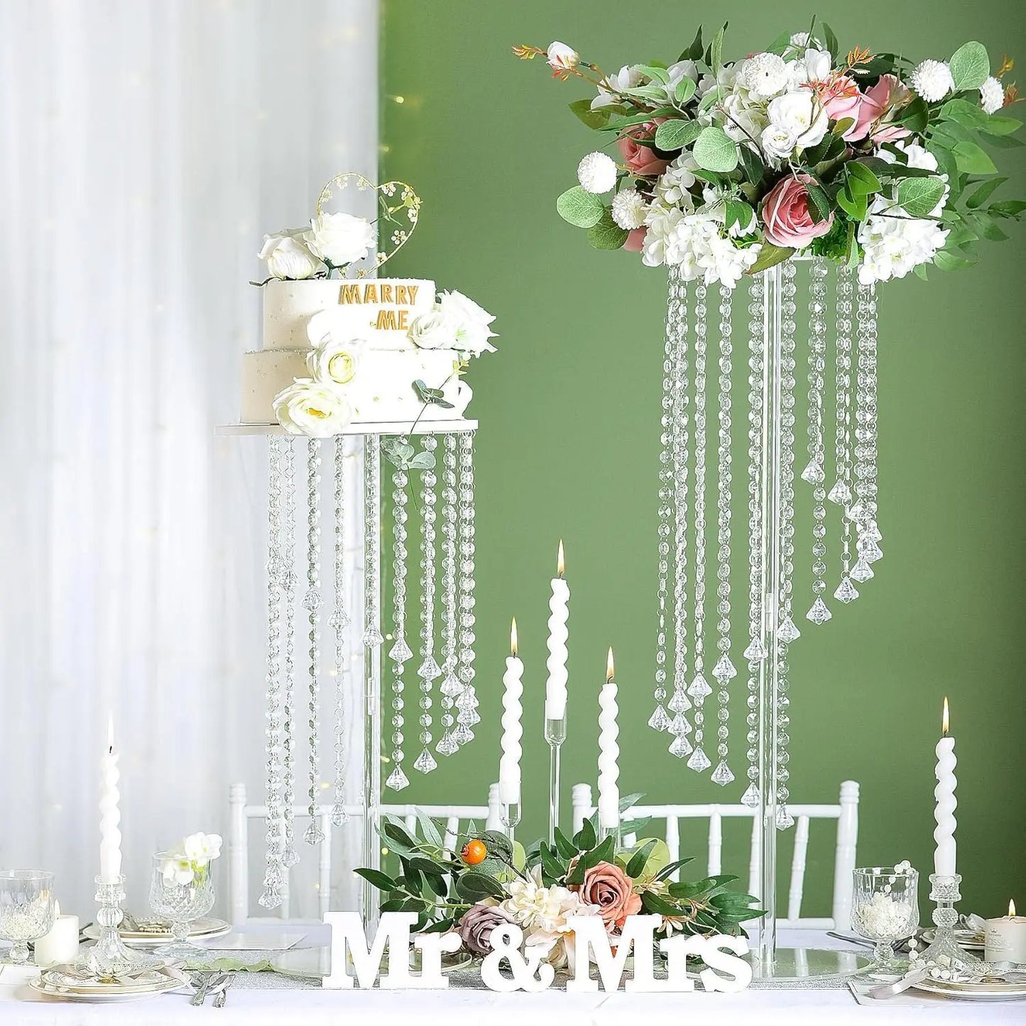 2/10 Pcs Centerpieces Decoration Flower Vase, Flower Stands Elegant Crystal Stand Tables Decor